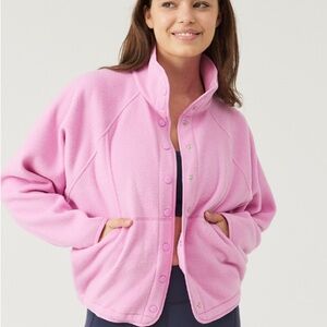 Outdoor Voices fleece snap Jacket in Primrose